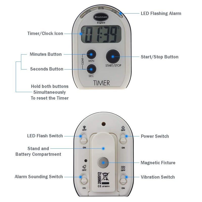 Brannan Visual Timer Multi Function with Vibrating Audible and Flashing Alarm - Seniors Countdown Timer Ideal for The Visually and Hearing Impaired - Image 2
